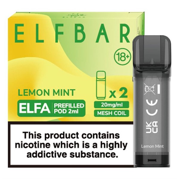 Wholesale Elf Bar Elfa Lemon Mint Prefilled Pods (2 Pod Pack)
