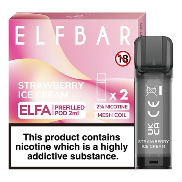 Wholesale Elf Bar Elfa Strawberry Ice Cream Prefilled Pods (2 Pod Pack)