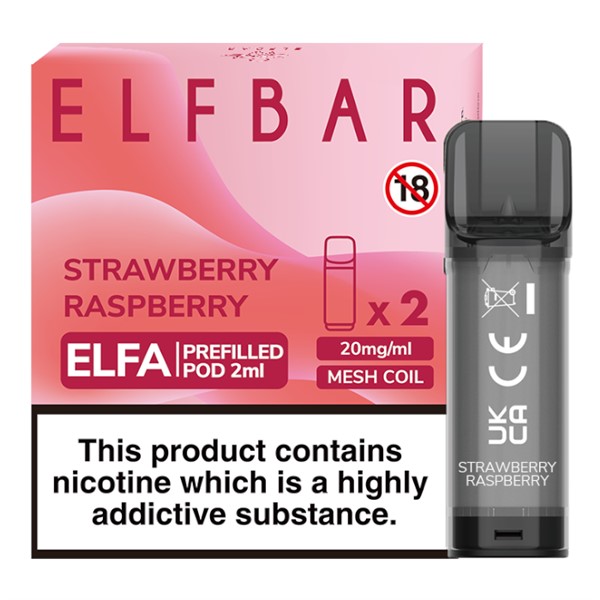 Wholesale Elf Bar Elfa Strawberry Raspberry Prefilled Pods (2 Pod Pack)