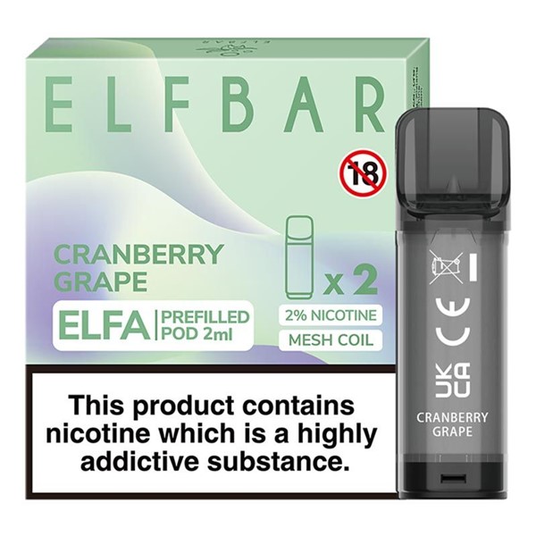Wholesale Elf Bar Elfa Cranberry Grape Prefilled Pods (2 Pod Pack)
