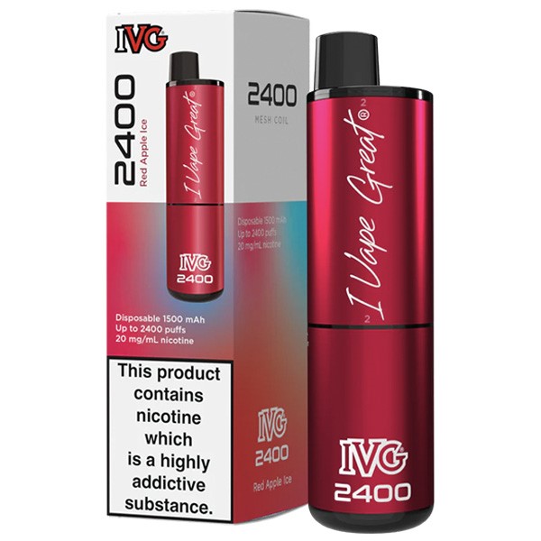 Wholesale Red Apple Ice IVG 2400 Disposable Vape (5 Pack)